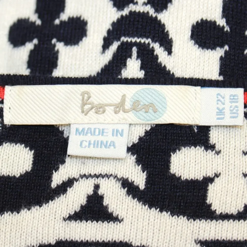 Boden Knit A-Line Dress Baroque-inspired Print V-Neck Soft Old Money Size 18